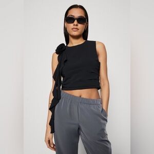 Abercrombie & Fitch, BACH BARE FLOWER RUFFLE - Top - black